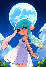 Semen demon, 1girl, solo, splatoon, inkling girl, vampire squid, fang, tradition s-3529785765