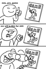 v sees a furry game