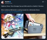 Screenshot 2025-07-04 at 23-09-59 Stealth on X Digimon Story Time Stranger has an EAN code for a Switch 2 Version. More evidence Nintendo is saving reveals for a Nintendo Direct. https __t.co_s4Wdr6Eban https __t.co_tiJ185N7Q[...]