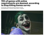 70 percent of games with online requirements are doomed