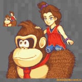 donkey kong with young pauline on his shoulder