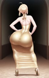 saber golden dress huge massive ass butt