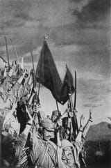 Japanese troops celebrating victory, Bataan, Philippine Islands. CA 1942