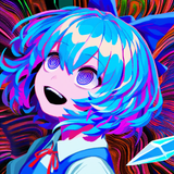 00349_{{{pixel art}}}, 1girl, {{close-up}}, touhou, cirno, blue hair, blue eyes, glowi s-2291852576