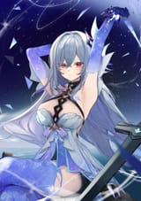 gelbooru.com 12242030 1girl absurdres armpits arms_up bare_shoulders blue_gloves blue_thighhighs commentary full