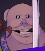 pig man smiles