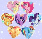 3287380__safe_artist-colon-artomicmuffin_applejack_fluttershy_pinkie+pie_rainbow+dash_rarity_sunset+shimmer_twilight+sparkle_alicorn_earth+pony_pegasus_pony_uni