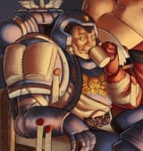 Space Marine Librarian drinking coffee
