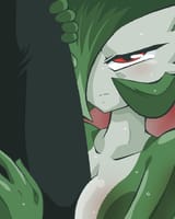 small asparagus woman holding onto a man
