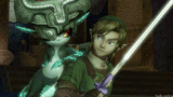 Midna leaning on Link