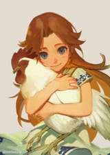 Malon rooster hug