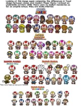 Mario toad vareity throughout the years