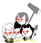 55435 - battle_cats black_hair bracelet cat colored grey_hair guitar hammer parody rock_revengers short_hair text white_hair