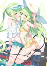 bikini kani_biimu loli see_through skirt_lift swimsuits tachibana_hikari tachibana_nozomi