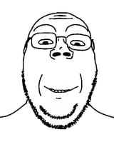 facing_forward glasses looking_at_viewer looking_at_you smile stubble subvariantgapejak_front subvariantwholesome_soyjak variantgapejak