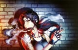 Konachan.com - 185430 black_hair black_lagoon gloves hiroe_rei ponytail red_eyes revy scan smoking tattoo