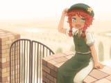 Konachan.com - 332549 aqua_eyes braids chinese_clothes fang flat_chest hat hong_meiling red_hair shirosato short_hair touhou twintails