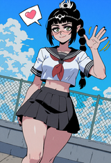 oekaki, 1990&#039;s style, crop top, jaggy lines, mspaint, dutch angle, Chain-link fe s-2453591476