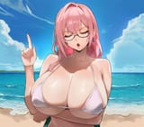 pink hair glasses zzz boobs