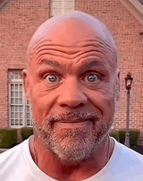 staring red man