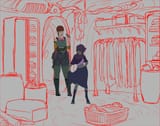 Jonya trying on a dress