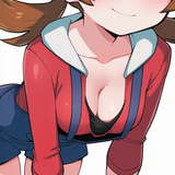 1girl, lyra (pokemon), parororo, kamidan, wagashi (dagashiya), breast focus, hea s-1044940444