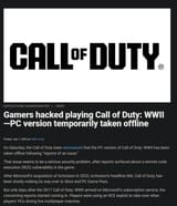 2025-07-25 13_47_30-Gamers hacked playing Call of Duty_ WWII—PC version temporarily taken offline _ 