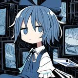 {{{artist_kokaki-mumose}}}, {dowman-sayman}, 1girl, touhou, cirno, short hair, b s-3442242341