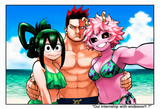 3 people, endeavor (boku no hero academia), smile, ashido mina, asui tsuyu, boku s-1295476697