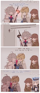 __artoria_pendragon_morgan_le_fay_merlin_lion_king_and_guinevere_fate_and_3_more_drawn_by_kawacy__52861ace27b78b781455cd91bb7c6287