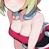 1girl, irida (pokemon), parororo, kamidan, wagashi (dagashiya), breast focus, he s-919536020