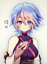 Aqua smile facing camera