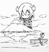 Pekora looking at a giant Minos
