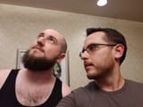 bald man and a dude