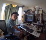 old japanese man at the pc