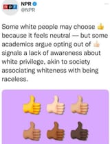 neutral thumbs up is racist