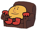 pac-man sitting in a couch