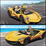 3boys, top gear, anime aesthetic, cartoon, anime coloring, meme, comedy, officia s-2209504716