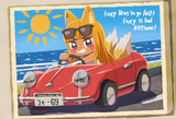 solo, artist_ miclot, red car, chibi, three quarter view, convertible, roof down s-686504261