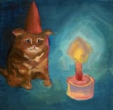 sad cat painting