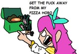 Aubrey telling Sunny, whom she believes to be a hobo, to get away from her dumpster pizza