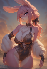 1girl, furry, furry female, rabbit girl, rabbit ears, pink fur, pink hair, large s-3078942848