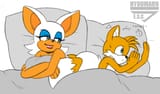 104166 - 1boy 1girl artist_unknown bed colored colorist_miqotefag miles_tails_prower rouge_the_bat sonic_(series) third-party_coloring