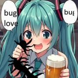 hatsune miku drink beer bug love centipede alcohol