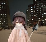 Hu Tao shoveling snow