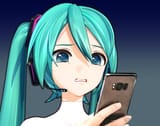 hatsune miku gross disgusted shocked worried phone