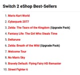 switch 2 eshop top sellers