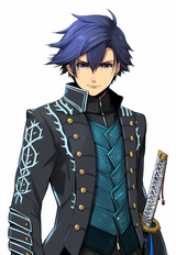 1boy, artist_ enami_katsumi, rean schwarzer, muscular, kuro no kiseki (series), s-144665261