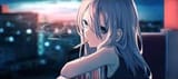 anime girl smoking futuristic cityscape