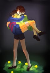chara holding frisk and determination